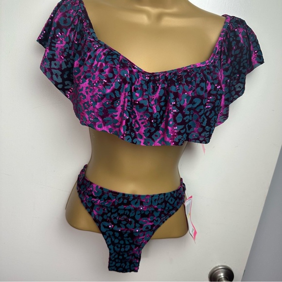 Betsey Johnson Lot 3:Metallic Pink Leopard Wild Instinct 2 Tops & Bottom NWT S/M - Picture 4 of 15